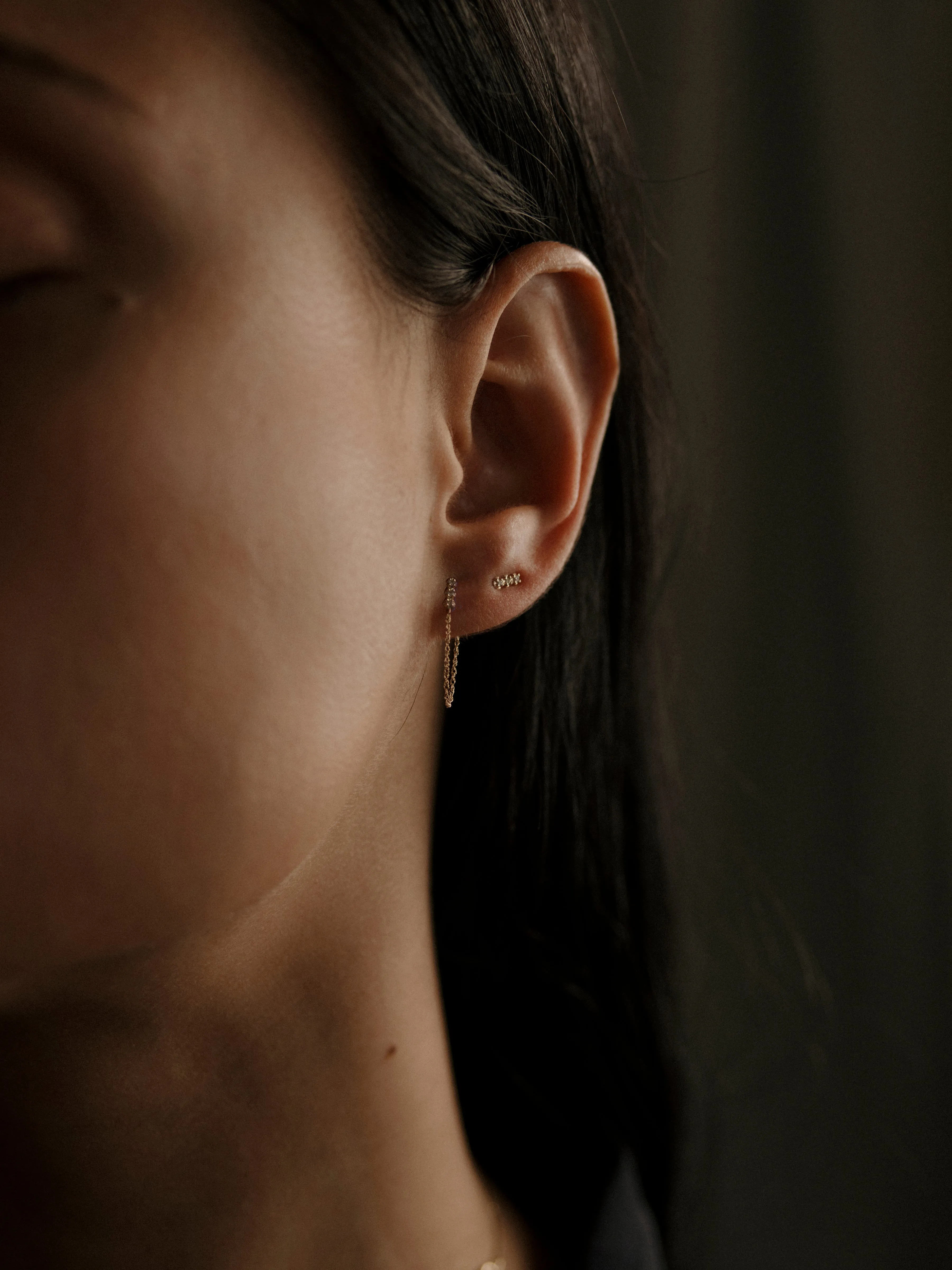louisa white diamond studs w/ chain