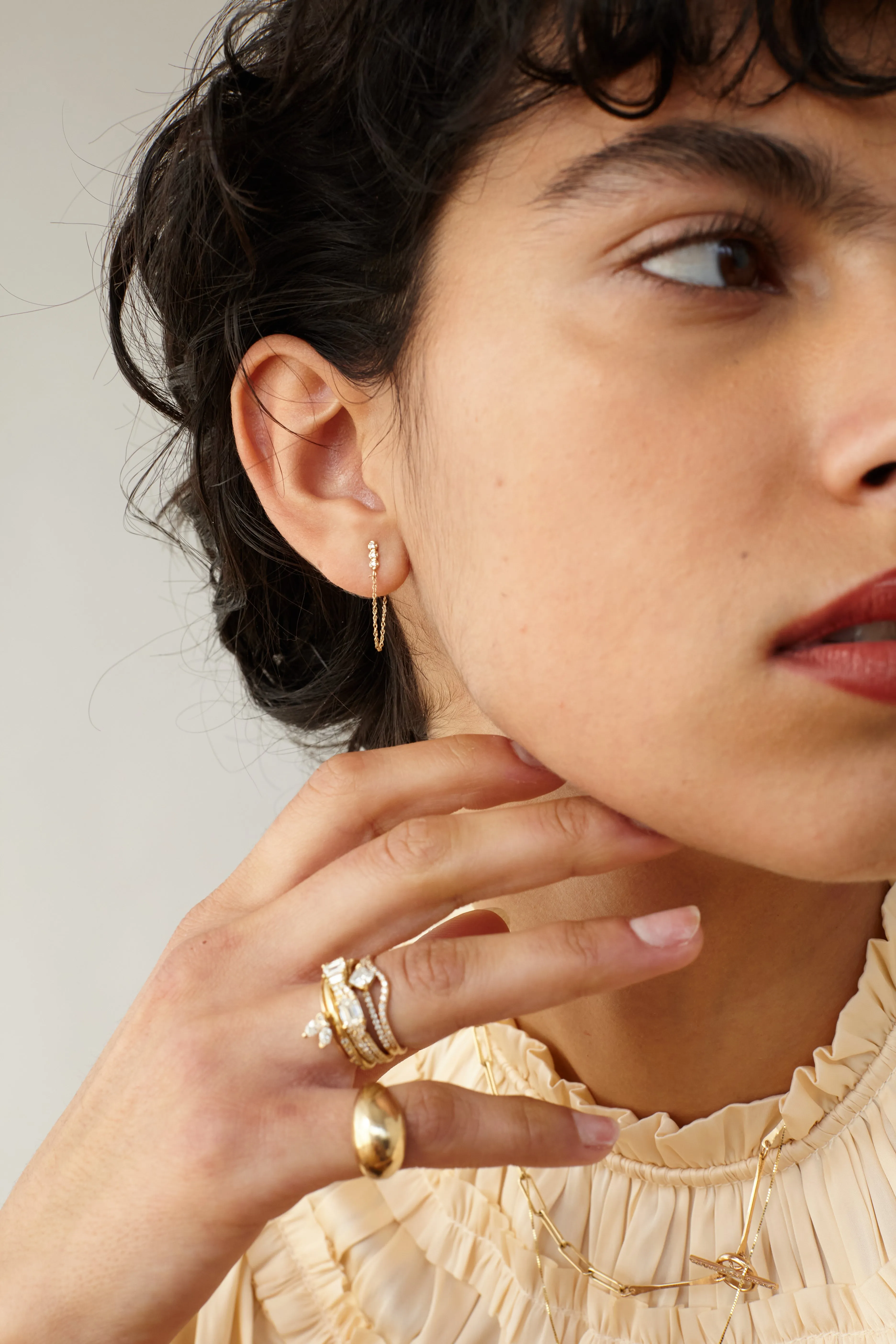 louisa white diamond studs w/ chain