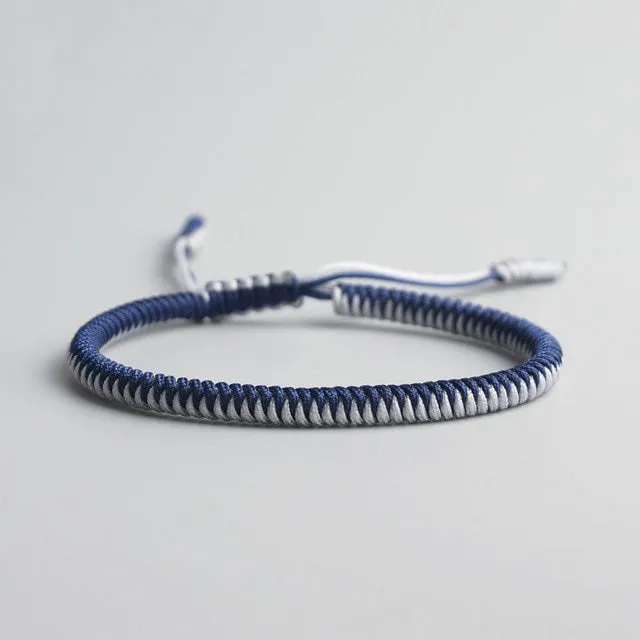 Lucky Bracelet - Two-Tone Woven - Blue/White
