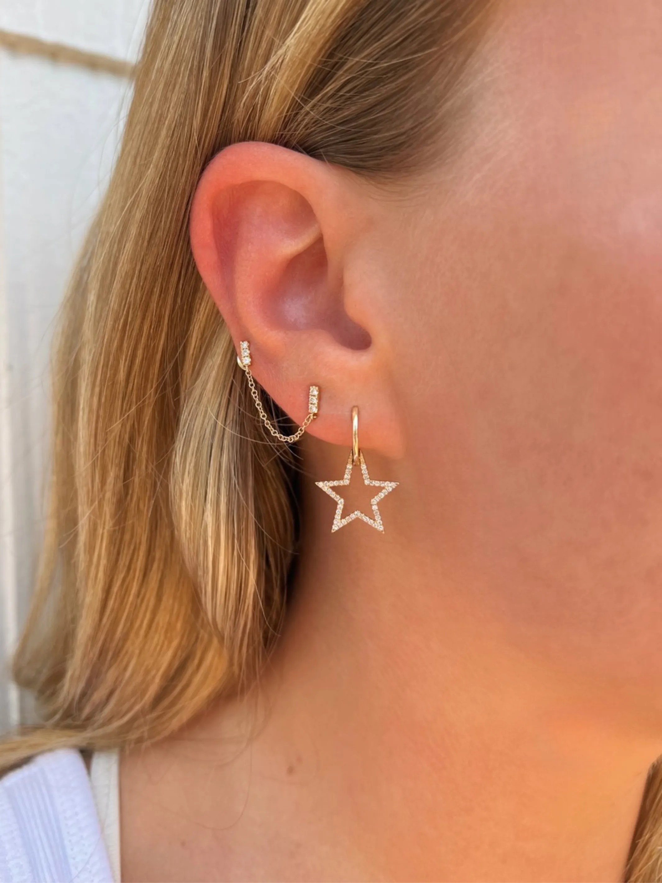 Lucy Diamond Star Huggies 14K