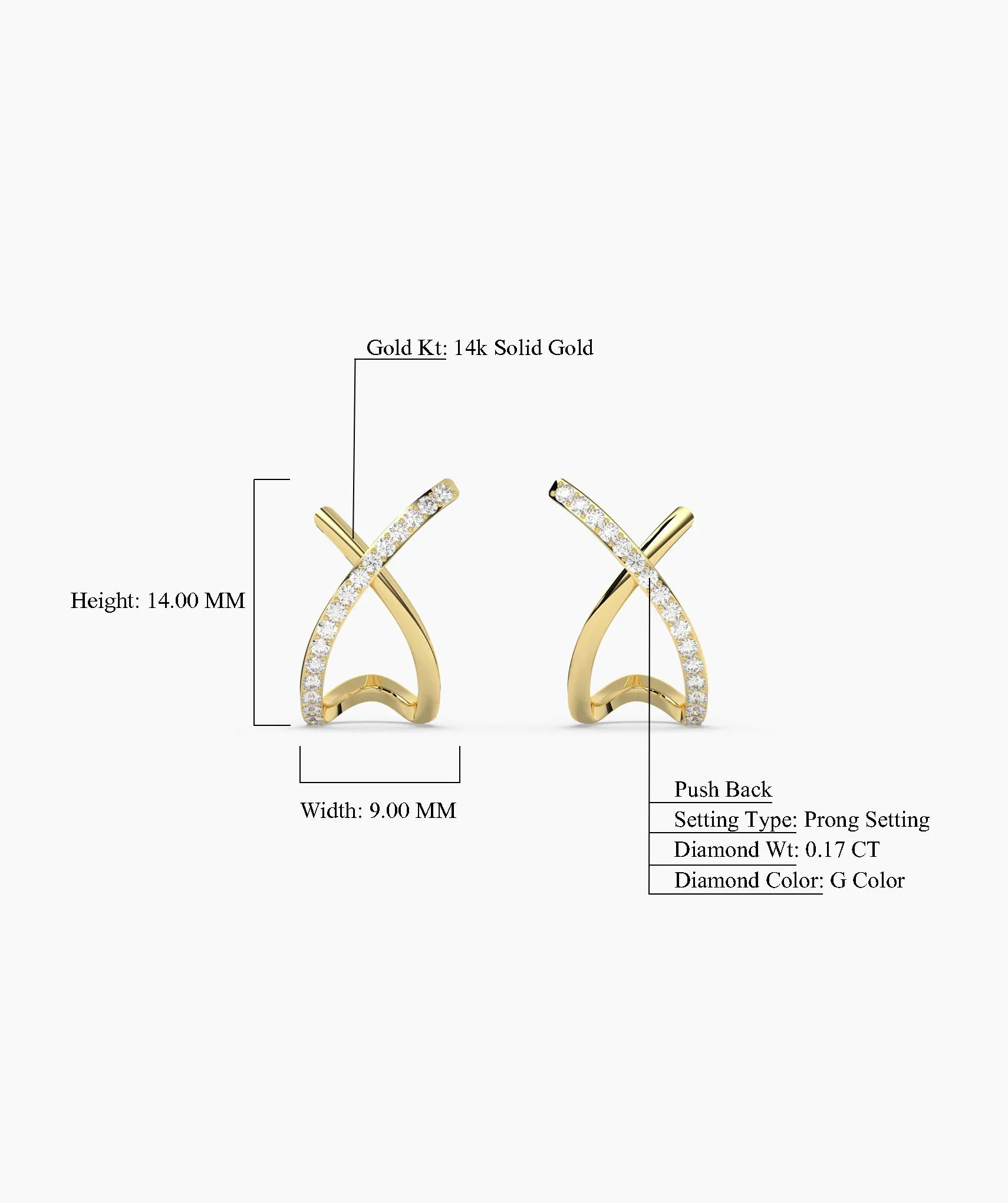 Luxury X-Shaped Gold Earrings