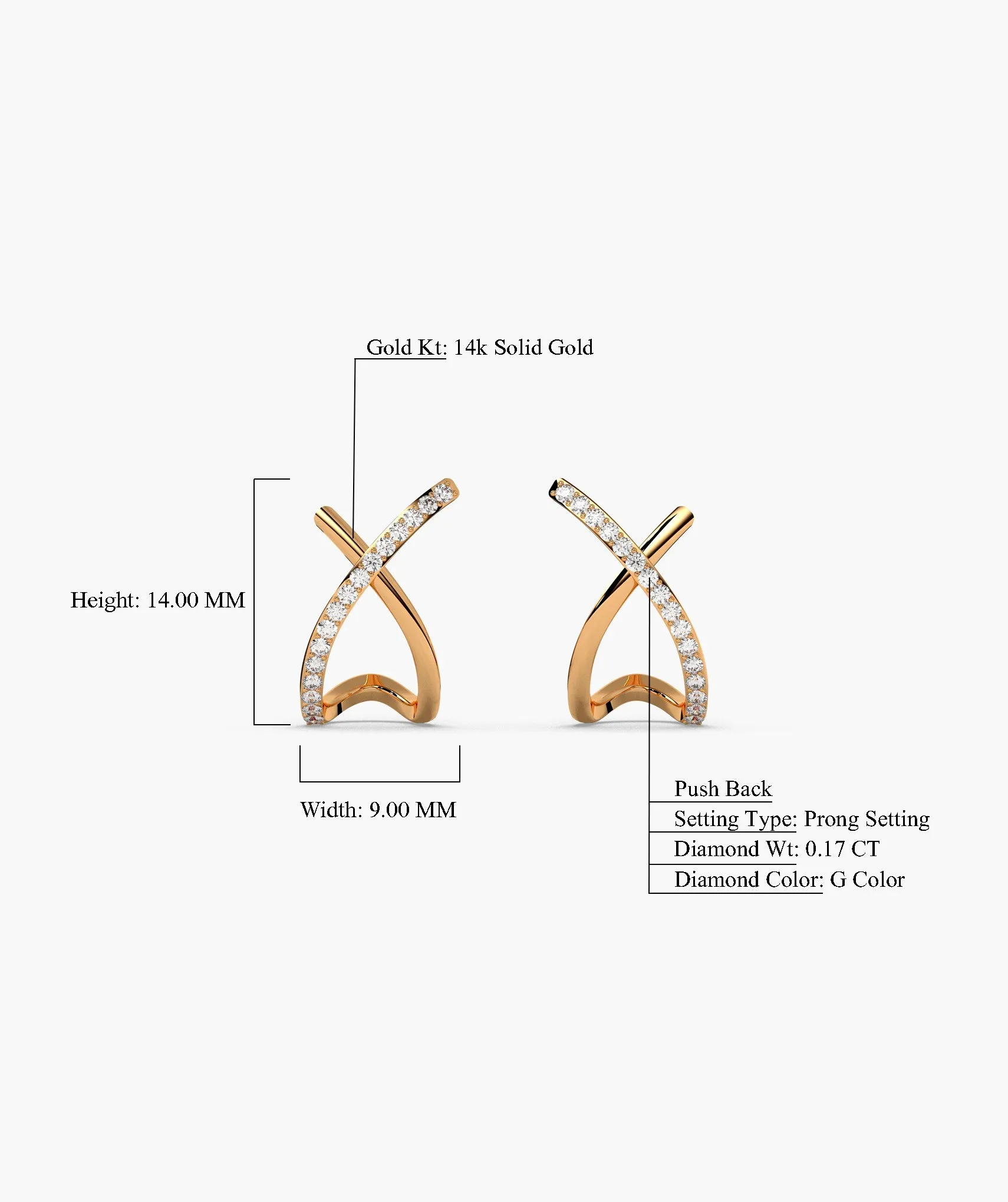 Luxury X-Shaped Gold Earrings