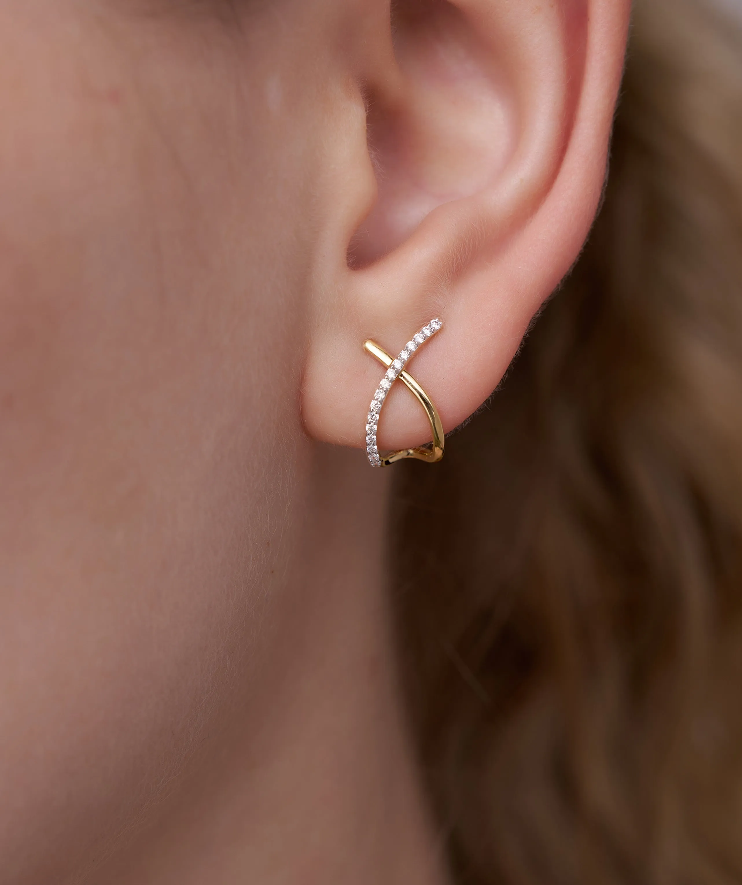 Luxury X-Shaped Gold Earrings