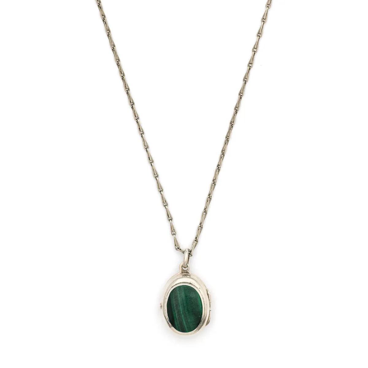Malachite Sterling Silver Vintage Locket