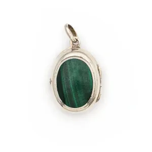 Malachite Sterling Silver Vintage Locket