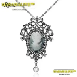 Maramalive™ Necklaces & Pendants Jewelry For Women Vintage Cameo Queen Flower Beauty Head Crystal Pendant Necklace Sweater Long Chain