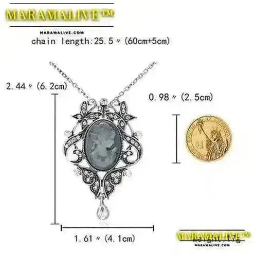 Maramalive™ Necklaces & Pendants Jewelry For Women Vintage Cameo Queen Flower Beauty Head Crystal Pendant Necklace Sweater Long Chain