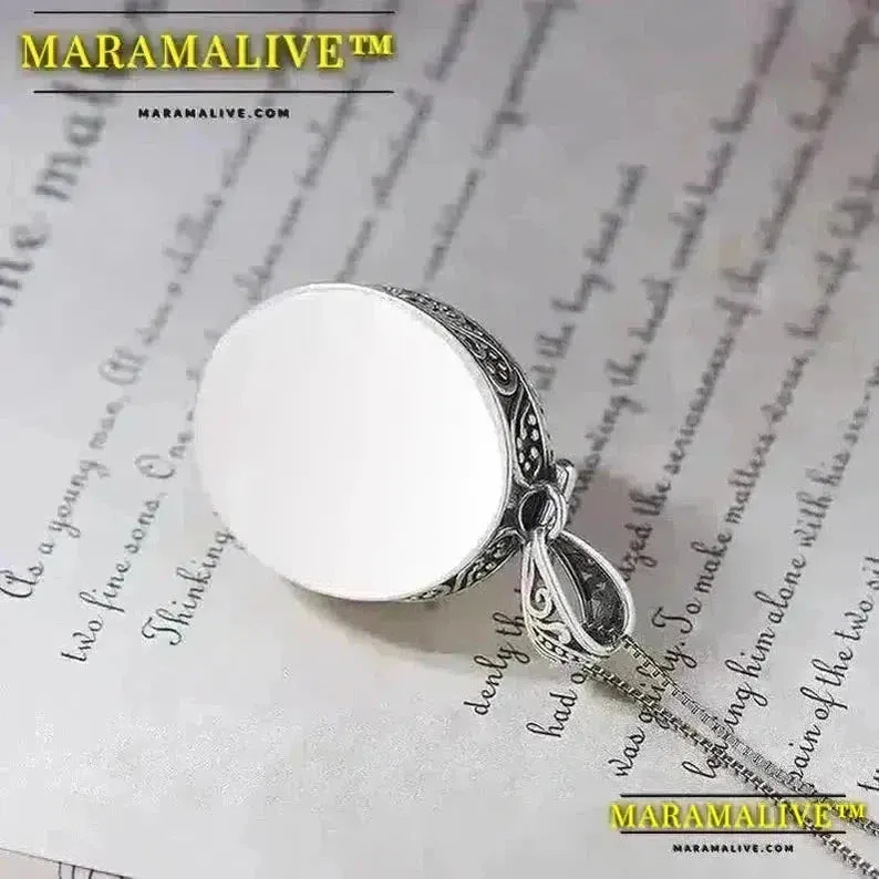 Maramalive™ Real 925 Sterling Silver Gawu Box Cameo Pendant Openable Blue Agate White Shell Necklace for Women Fashionable Jewelry