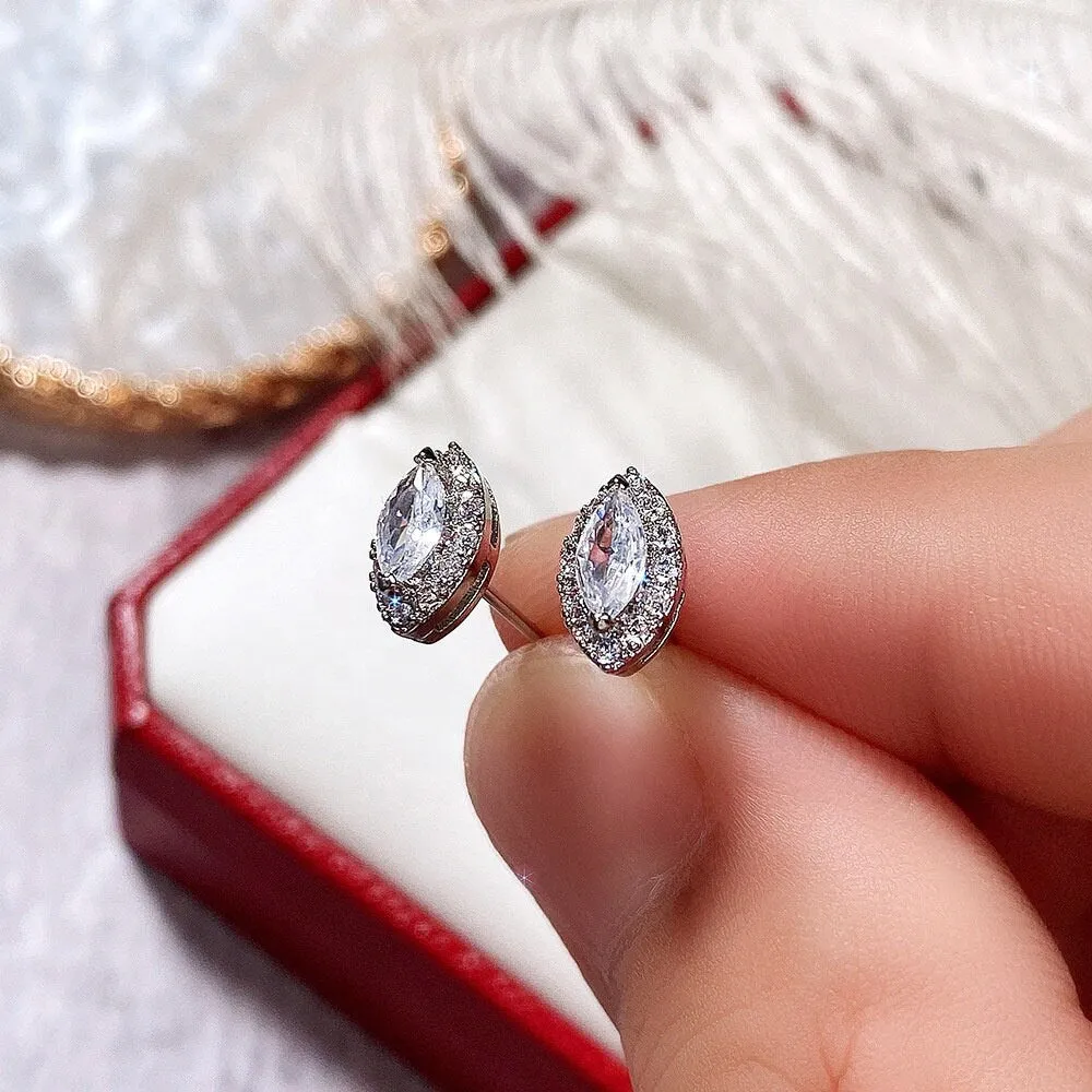 Marquise Diamond Earrings | Womens Earrings | Oval Diamond Earrings | Diamond Ear Studs | Stud Earrings | Womens Ear Studs |  Ear Studs