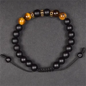 Matt Black Onyx and Tiger Eye Bracelet