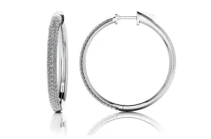 Medium Triple Row Diamond Hoop Earrings with 2.28 ct.(finished) 1.5mm