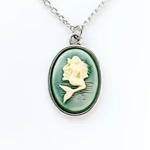 Mermaid Cameo Necklace in Silver