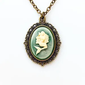 Mermaid Cameo Necklace Mermaid in Bronze