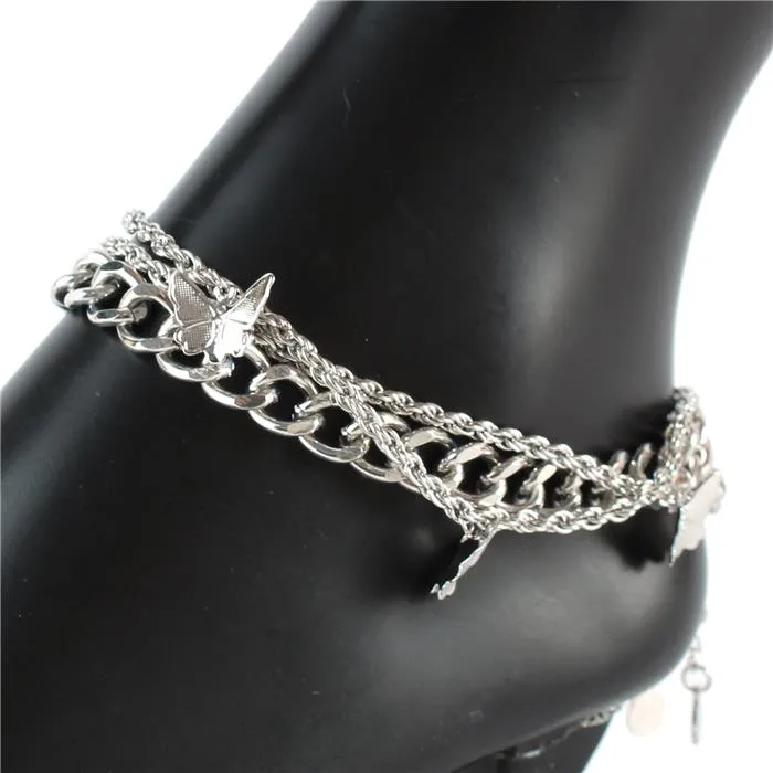 Metal Charms Butterfly Anklet