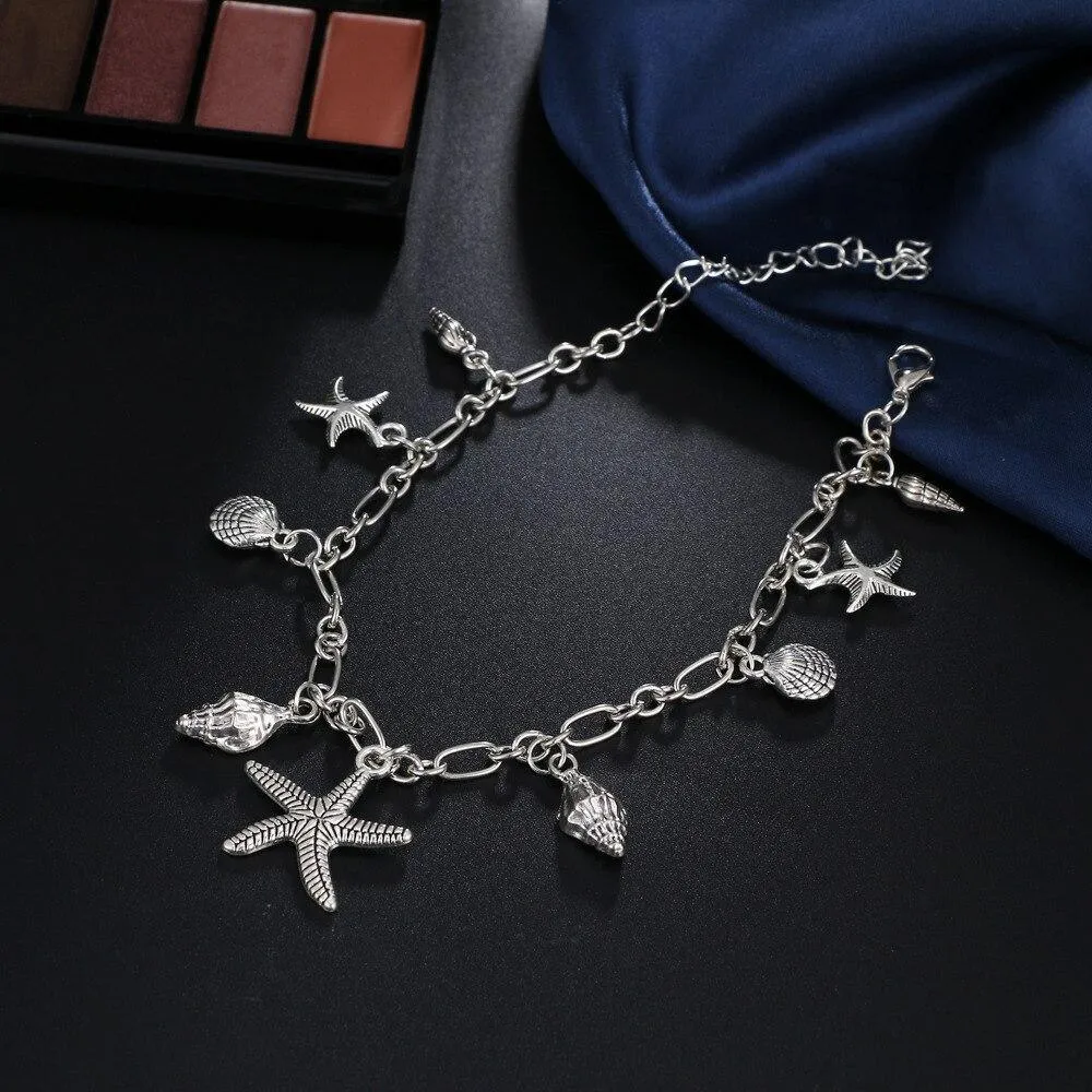 Metal High Quality Vintage Anklets for Women With Starfish Shell Pendant Bohemian Bracelet For Leg Jewelry