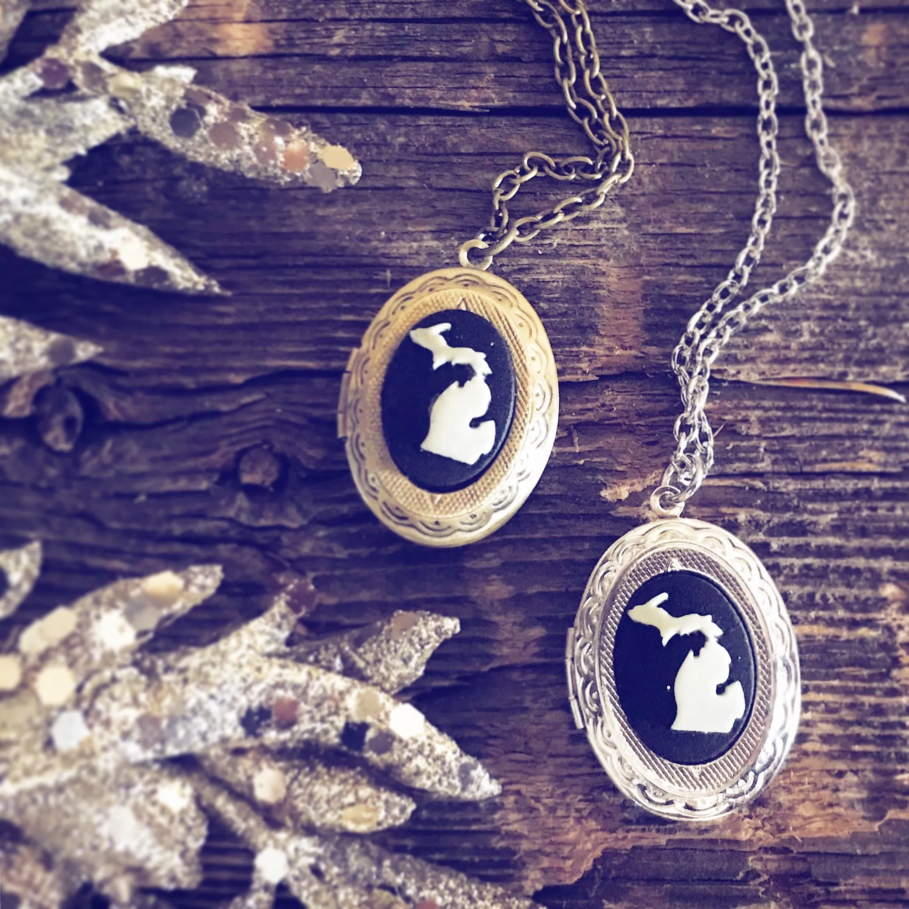 Michigan Cameo Locket Necklace