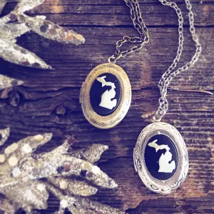 Michigan Cameo Locket Necklace