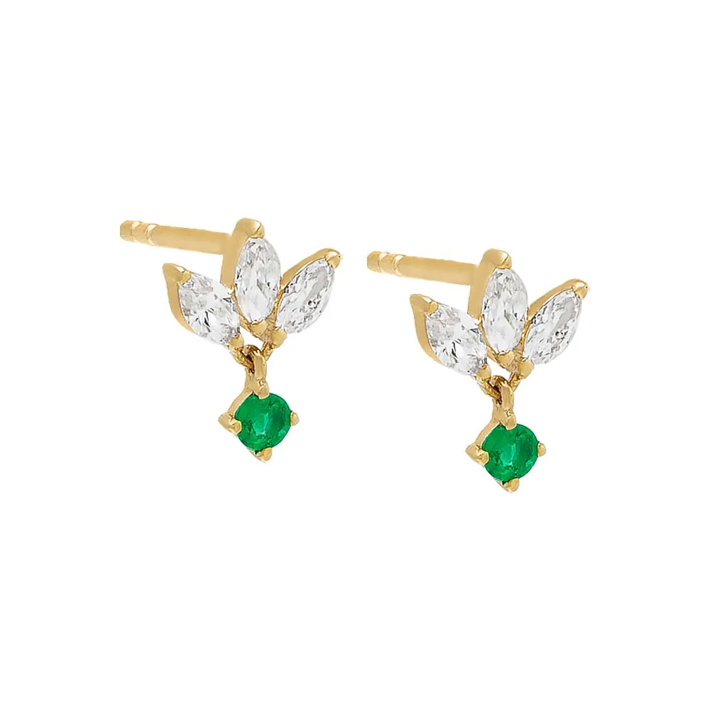 Mini Diamond Dangling Stud Earring 14K