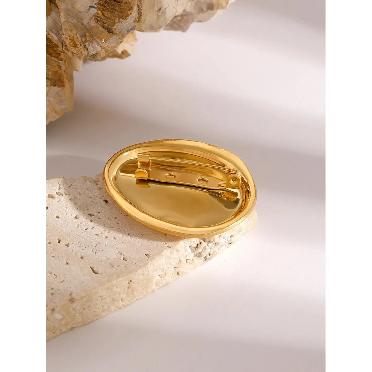 Minimalist Stainless Steel Metal Round Brooches