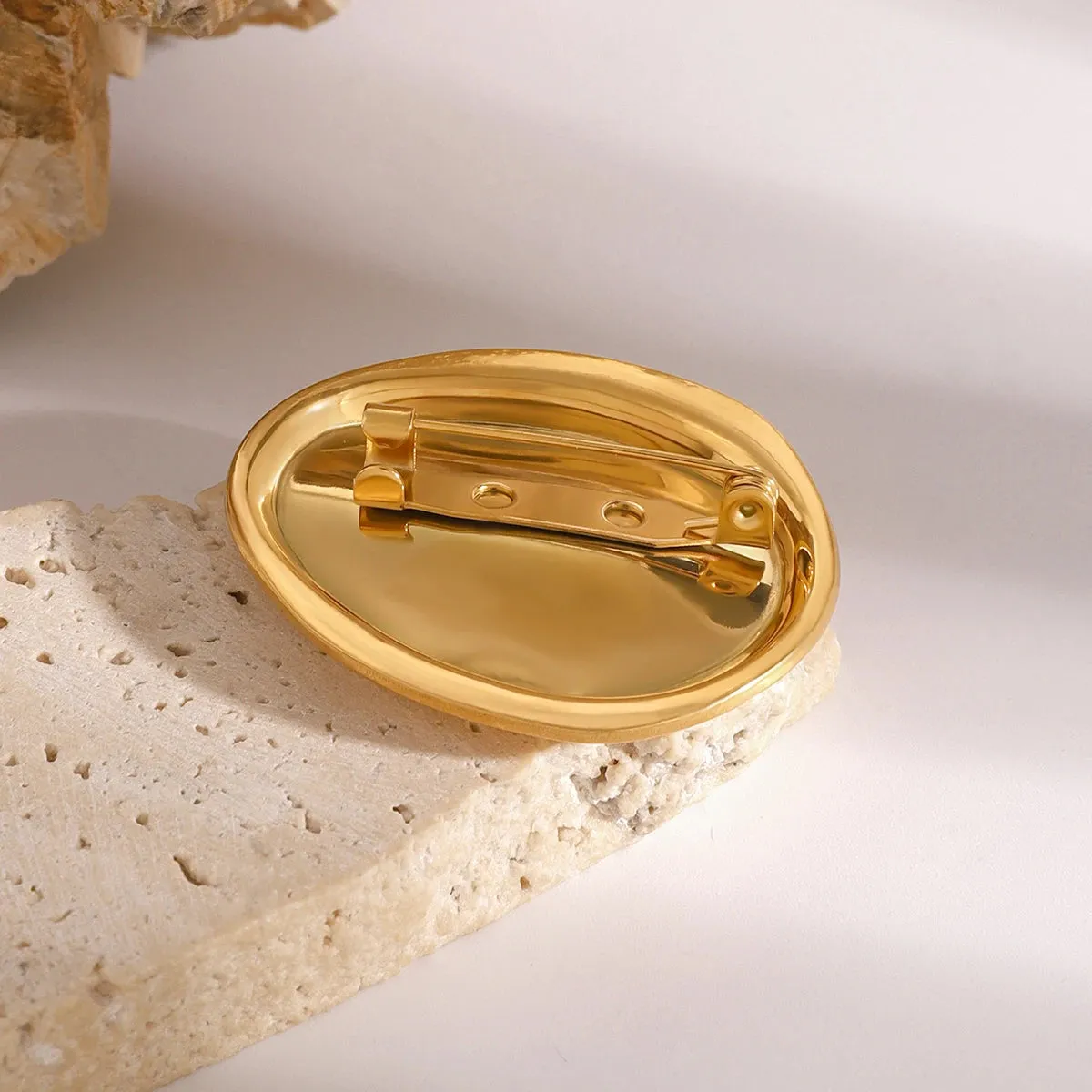 Minimalist Stainless Steel Metal Round Brooches