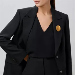 Minimalist Stainless Steel Metal Round Brooches