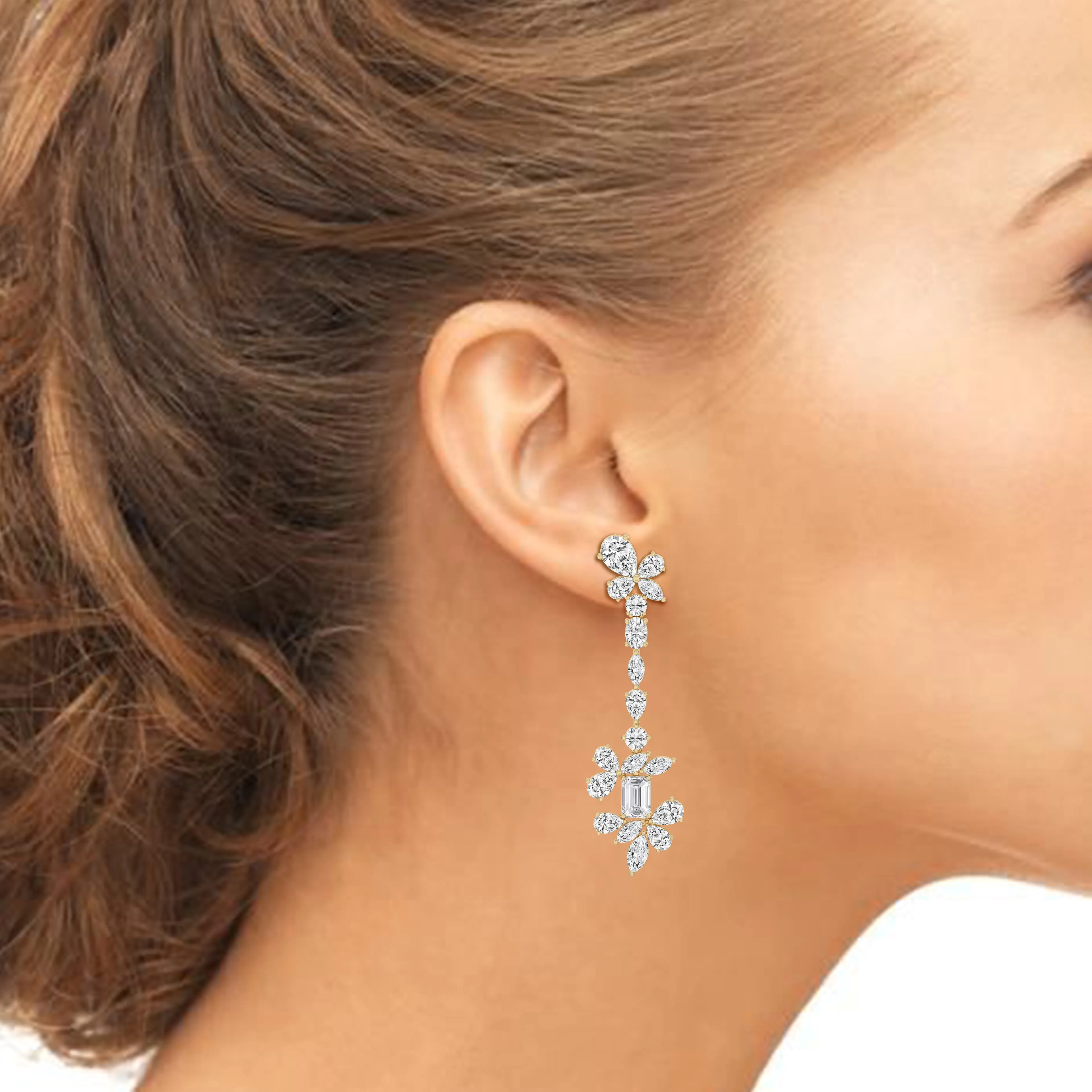 Mixed Fancy Floral Drop Earrings