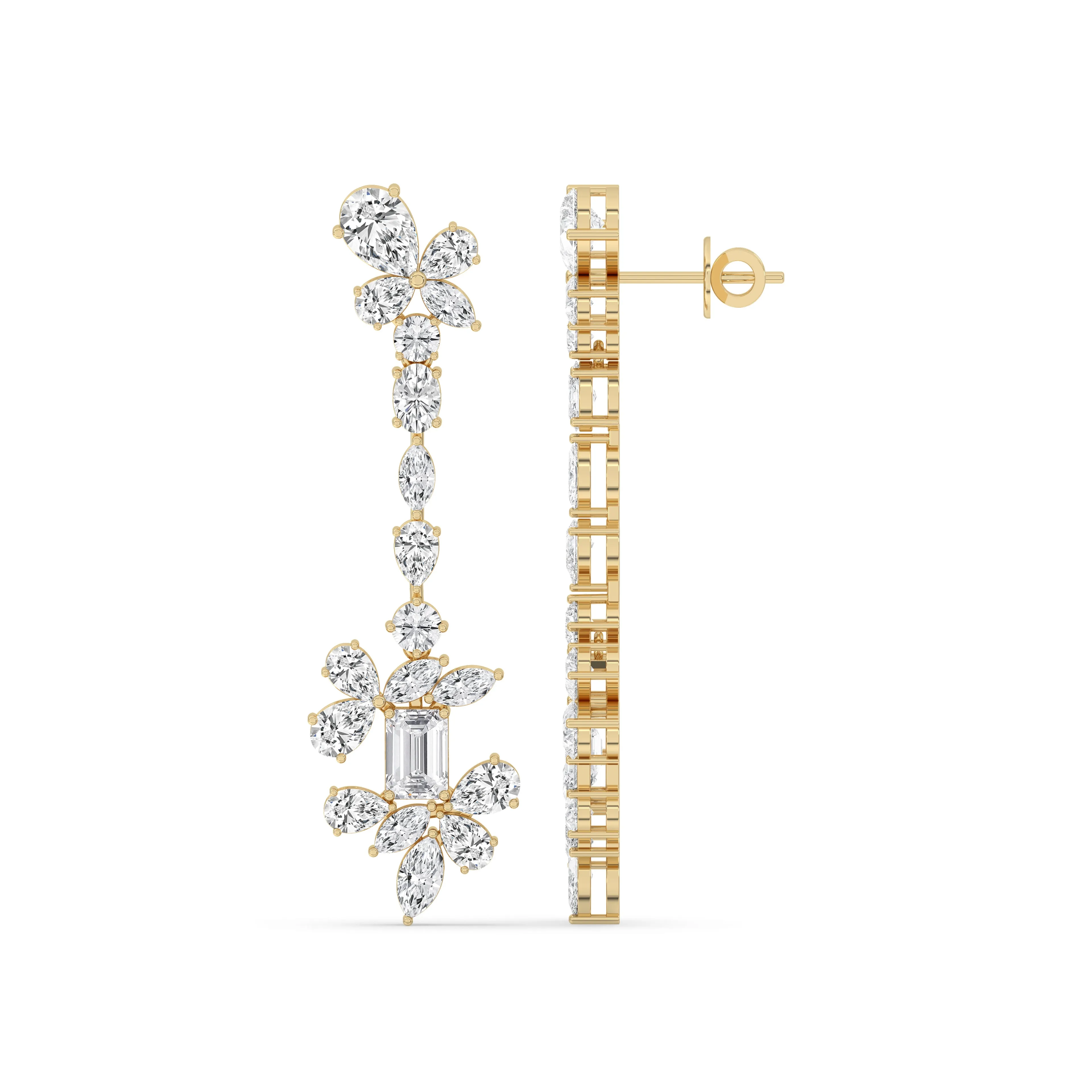 Mixed Fancy Floral Drop Earrings
