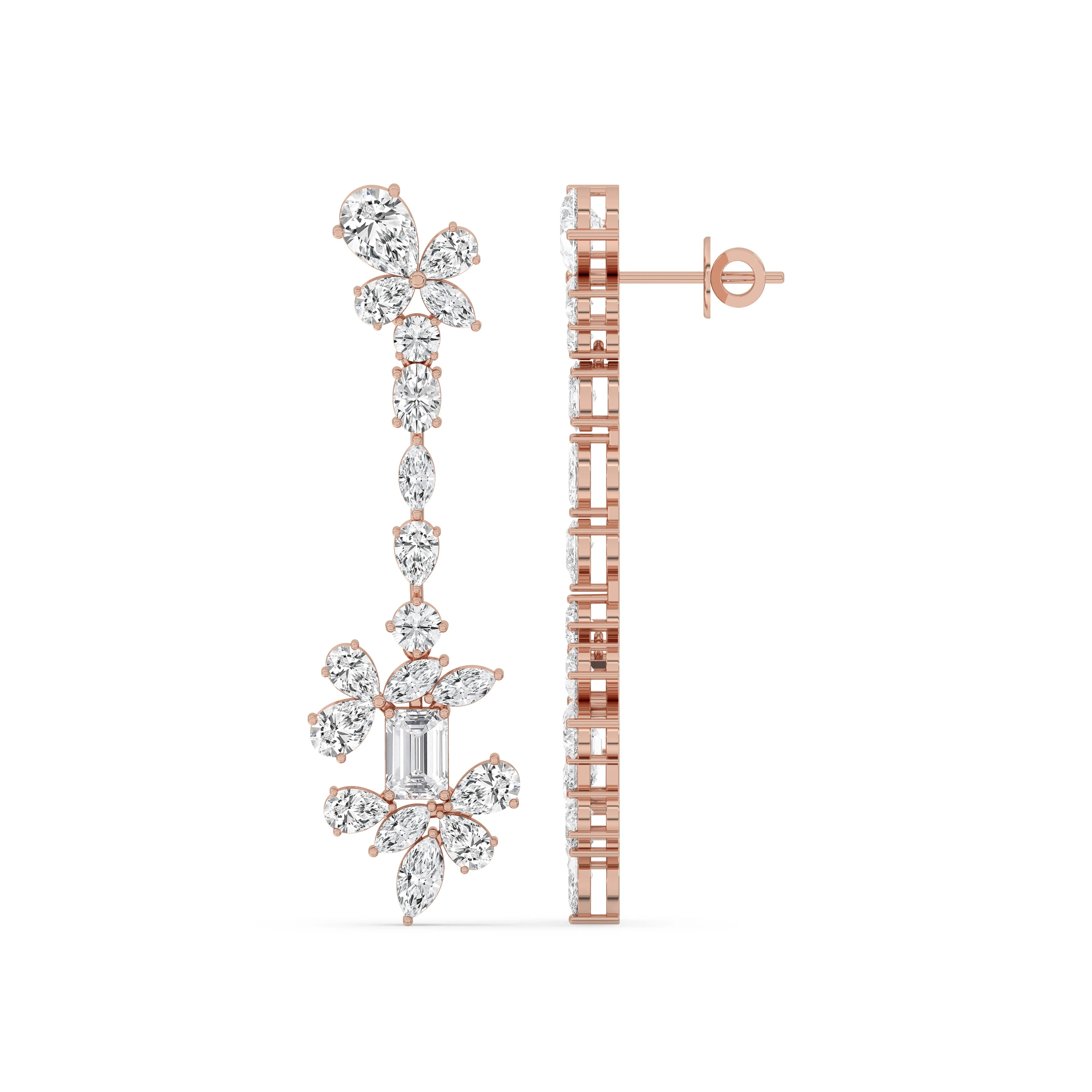 Mixed Fancy Floral Drop Earrings