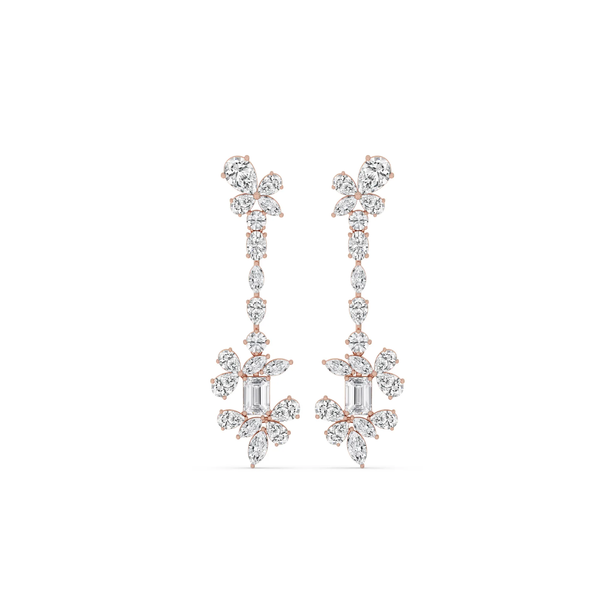 Mixed Fancy Floral Drop Earrings