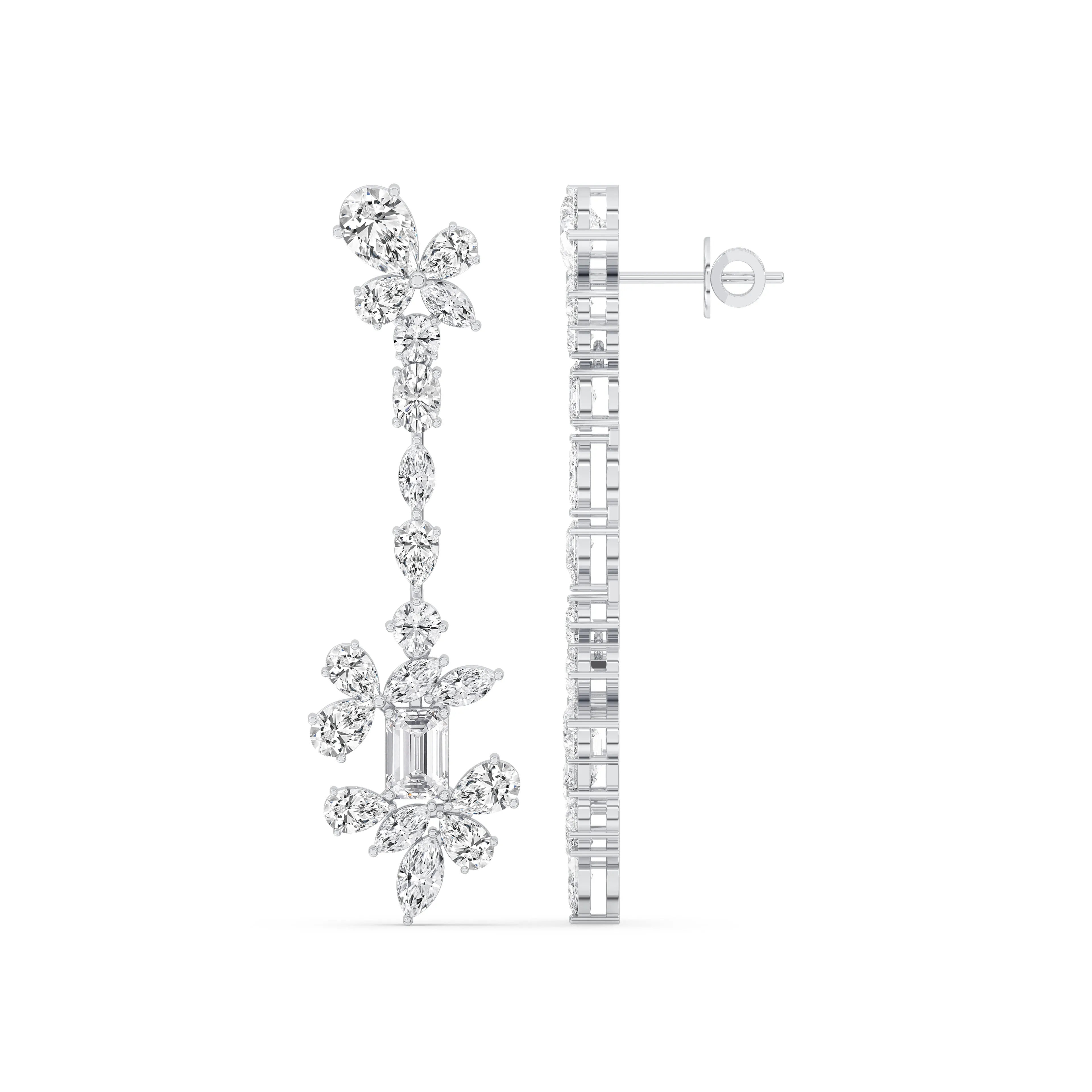 Mixed Fancy Floral Drop Earrings