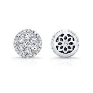 Modern Style Halo Diamond Stud Earrings
