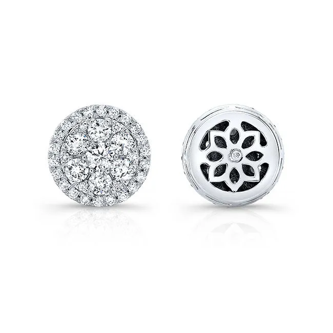 Modern Style Halo Diamond Stud Earrings