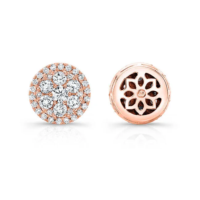 Modern Style Halo Diamond Stud Earrings