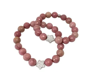 'Mommy & Me' Jordana Silver Star & Rhodonite Bracelet Set