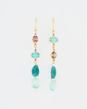 multi-stone mismatched drop earrings