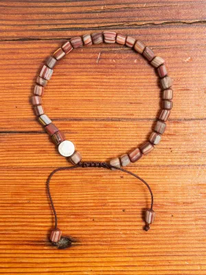 Multicolor Recycled Glass Beads Bracelet in Red Combo