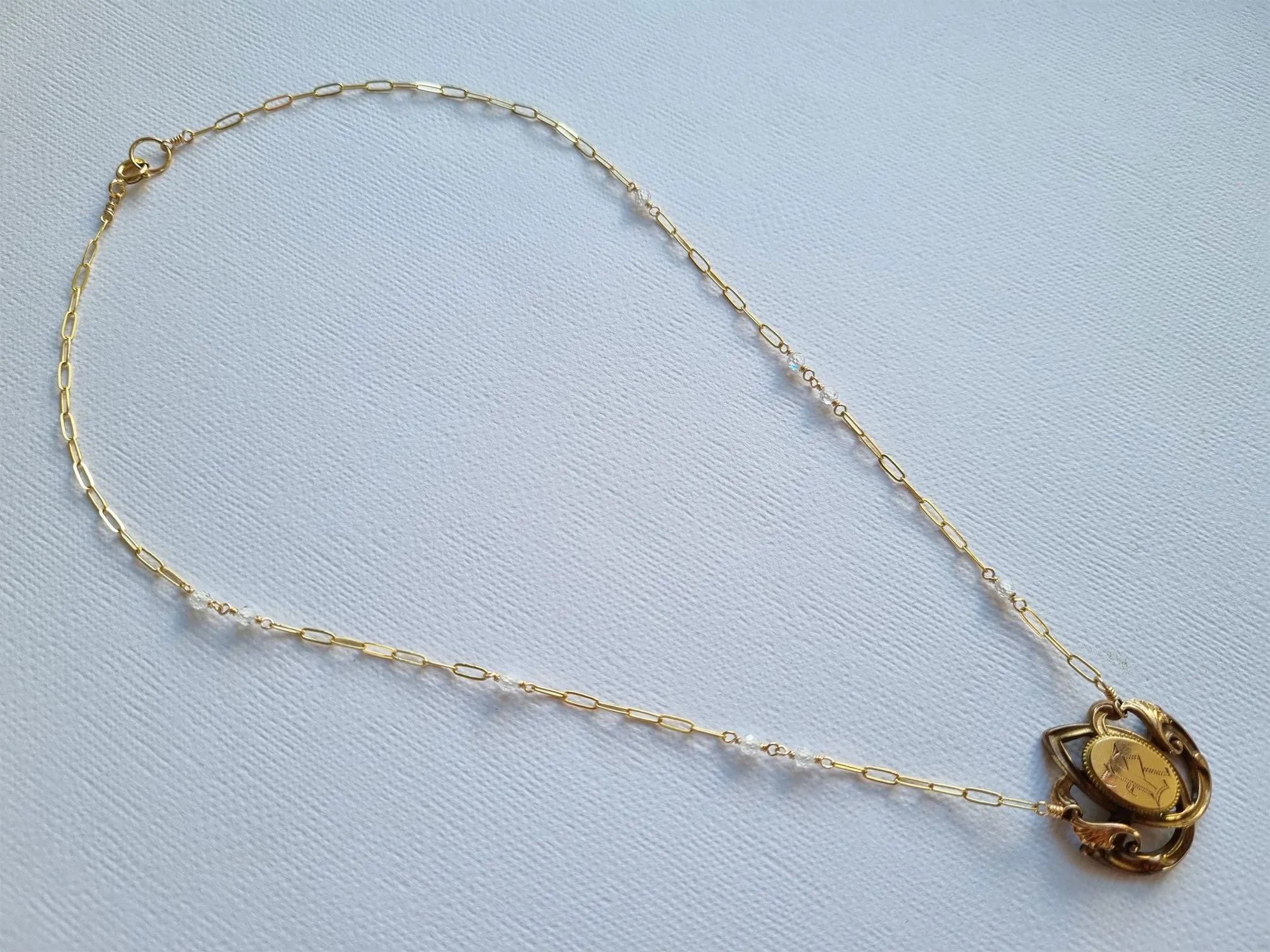 my only K | antique brooch monogrammed necklace