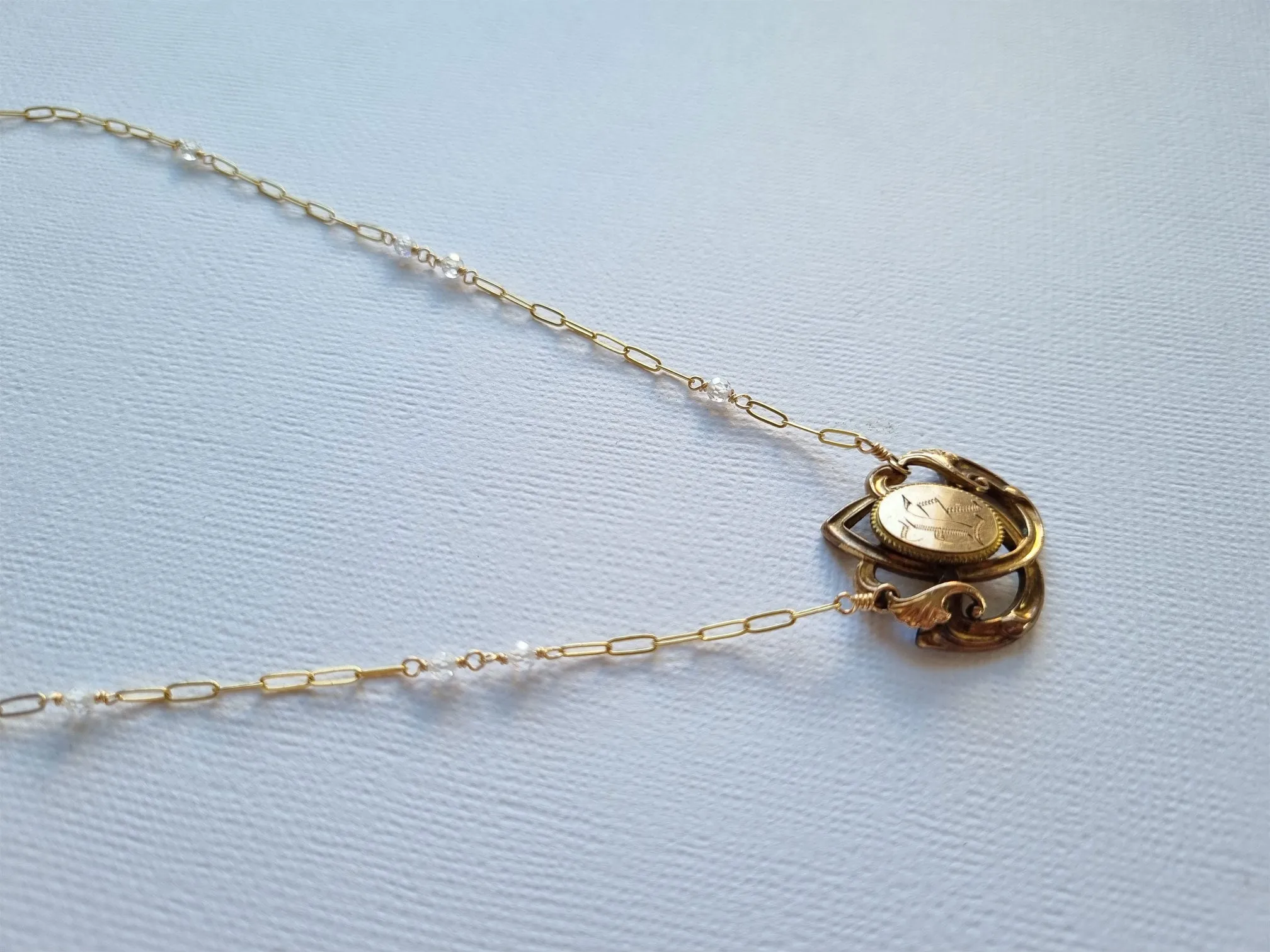 my only K | antique brooch monogrammed necklace