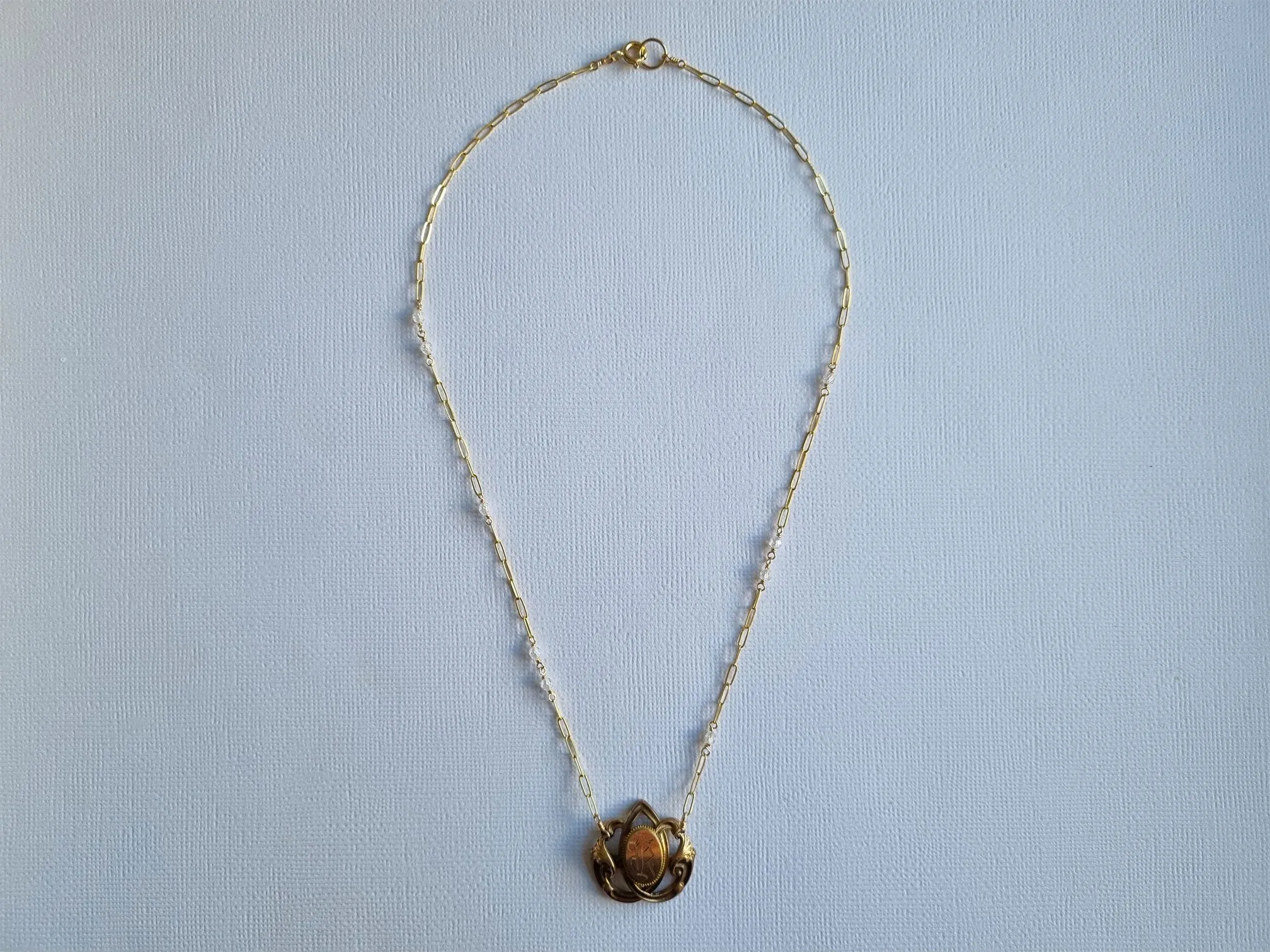 my only K | antique brooch monogrammed necklace