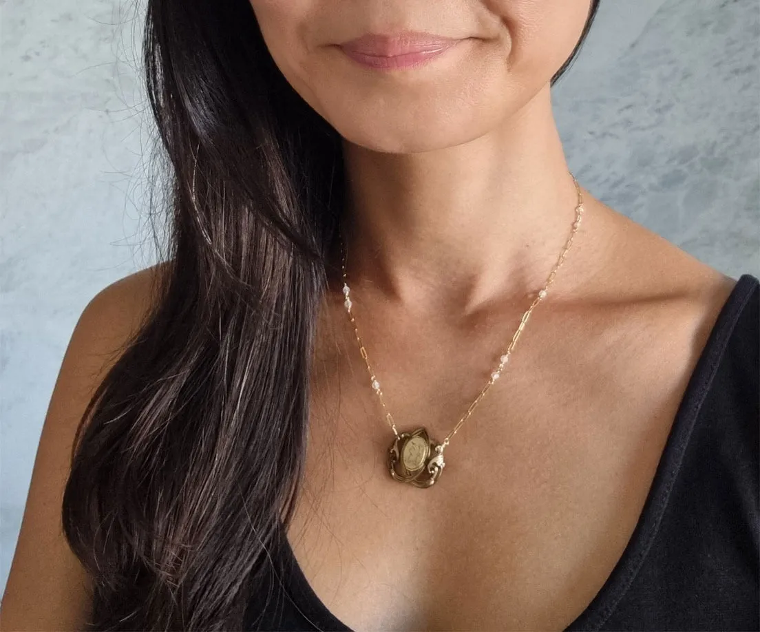 my only K | antique brooch monogrammed necklace