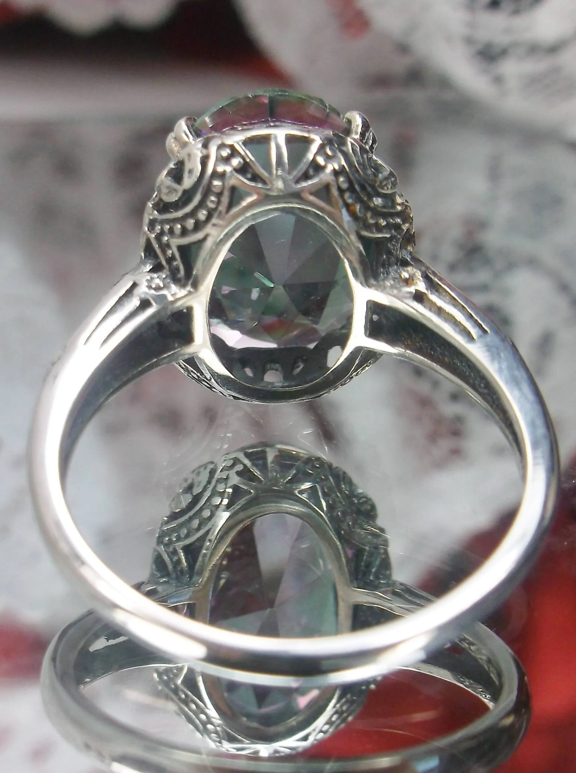 Mystic Topaz Ring, Simulated or Natural Topaz, Revival Edwardian Jewelry #D70