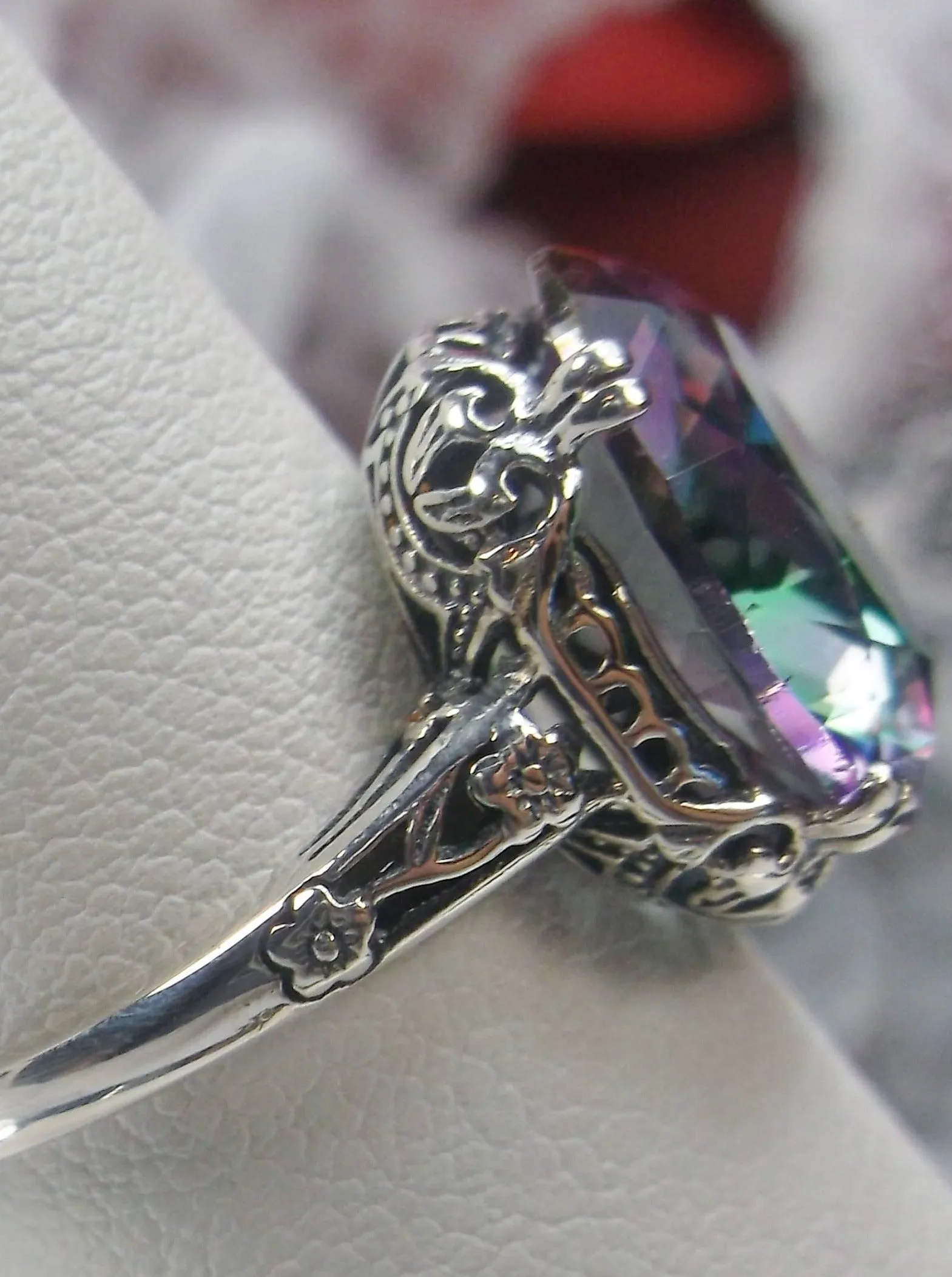 Mystic Topaz Ring, Simulated or Natural Topaz, Revival Edwardian Jewelry #D70