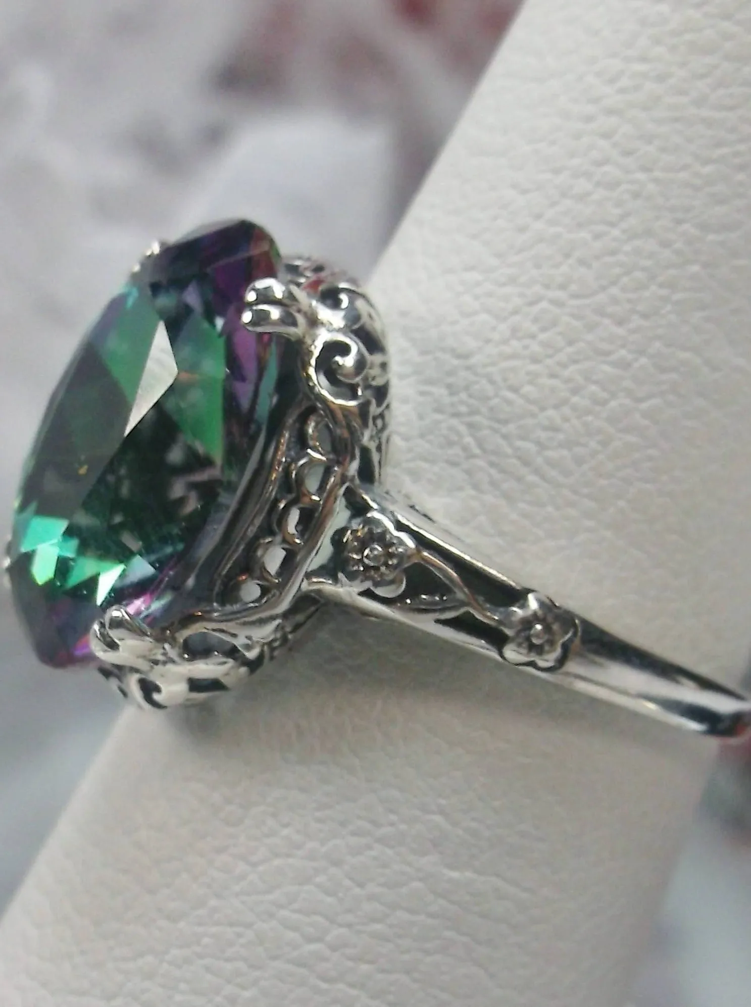 Mystic Topaz Ring, Simulated or Natural Topaz, Revival Edwardian Jewelry #D70