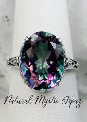 Mystic Topaz Ring, Simulated or Natural Topaz, Revival Edwardian Jewelry #D70