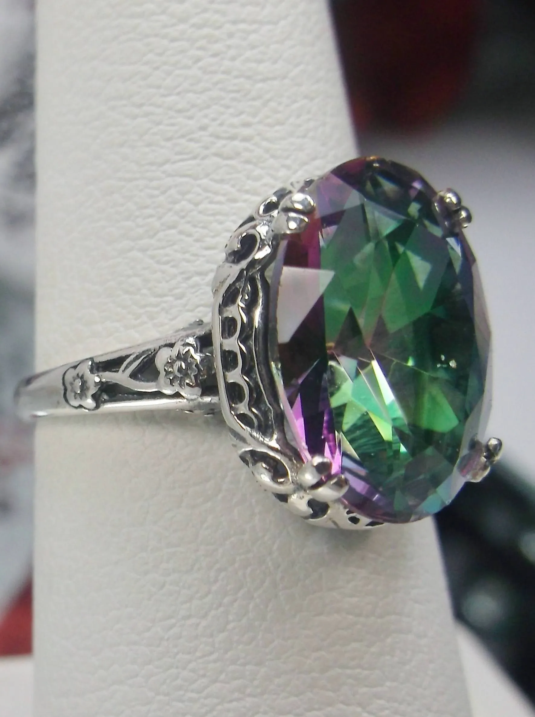 Mystic Topaz Ring, Simulated or Natural Topaz, Revival Edwardian Jewelry #D70