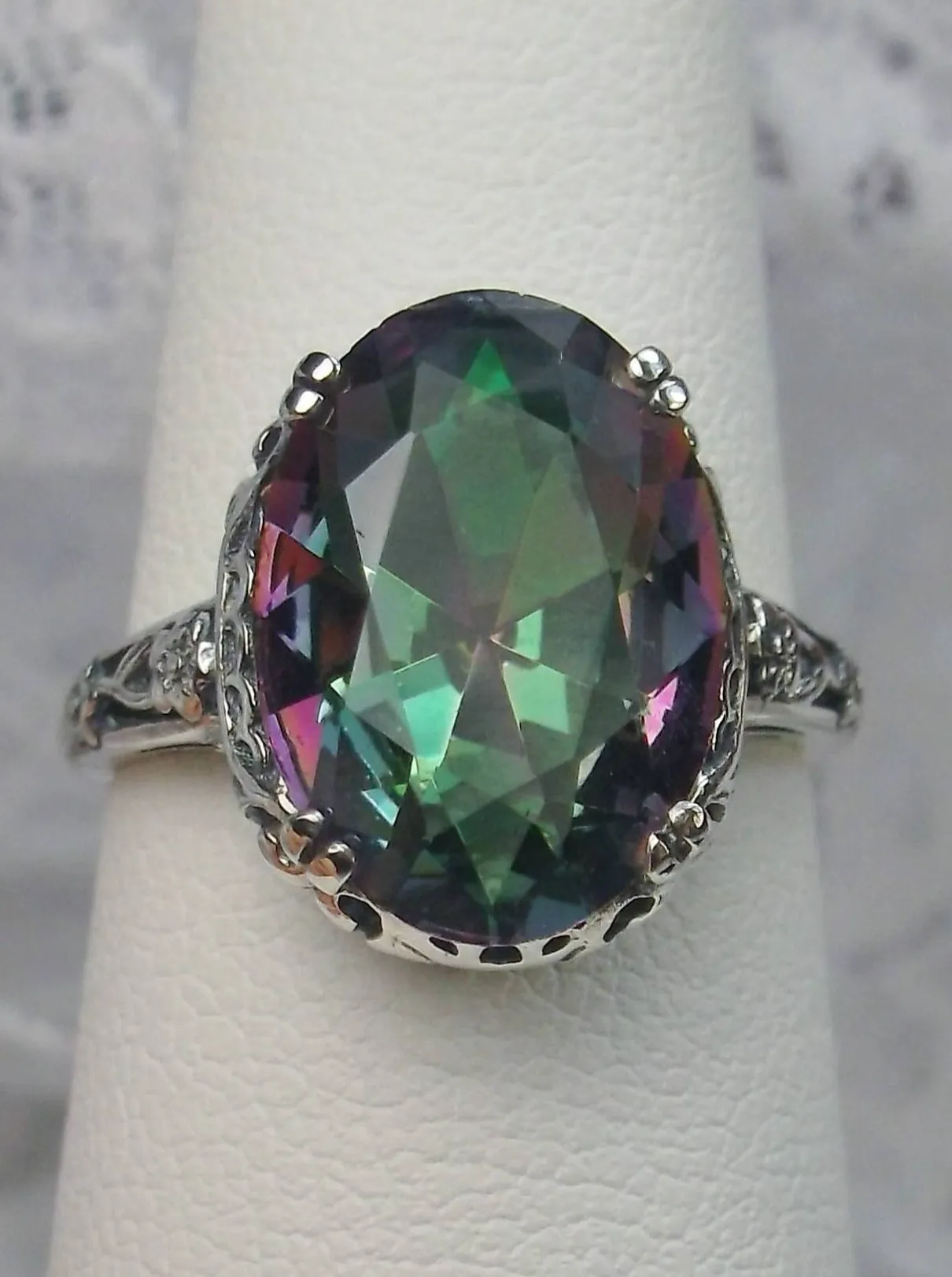 Mystic Topaz Ring, Simulated or Natural Topaz, Revival Edwardian Jewelry #D70