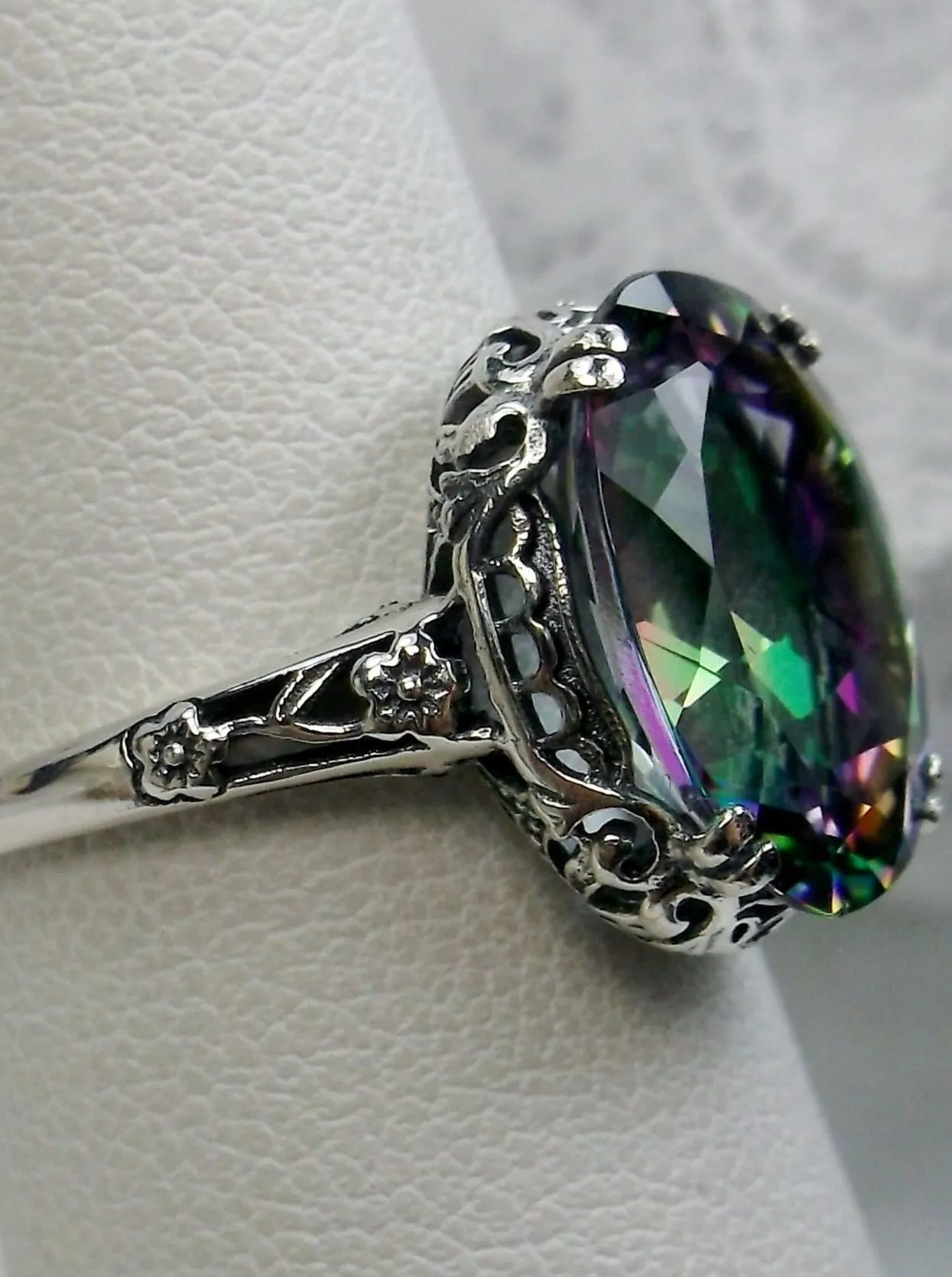 Mystic Topaz Ring, Simulated or Natural Topaz, Revival Edwardian Jewelry #D70