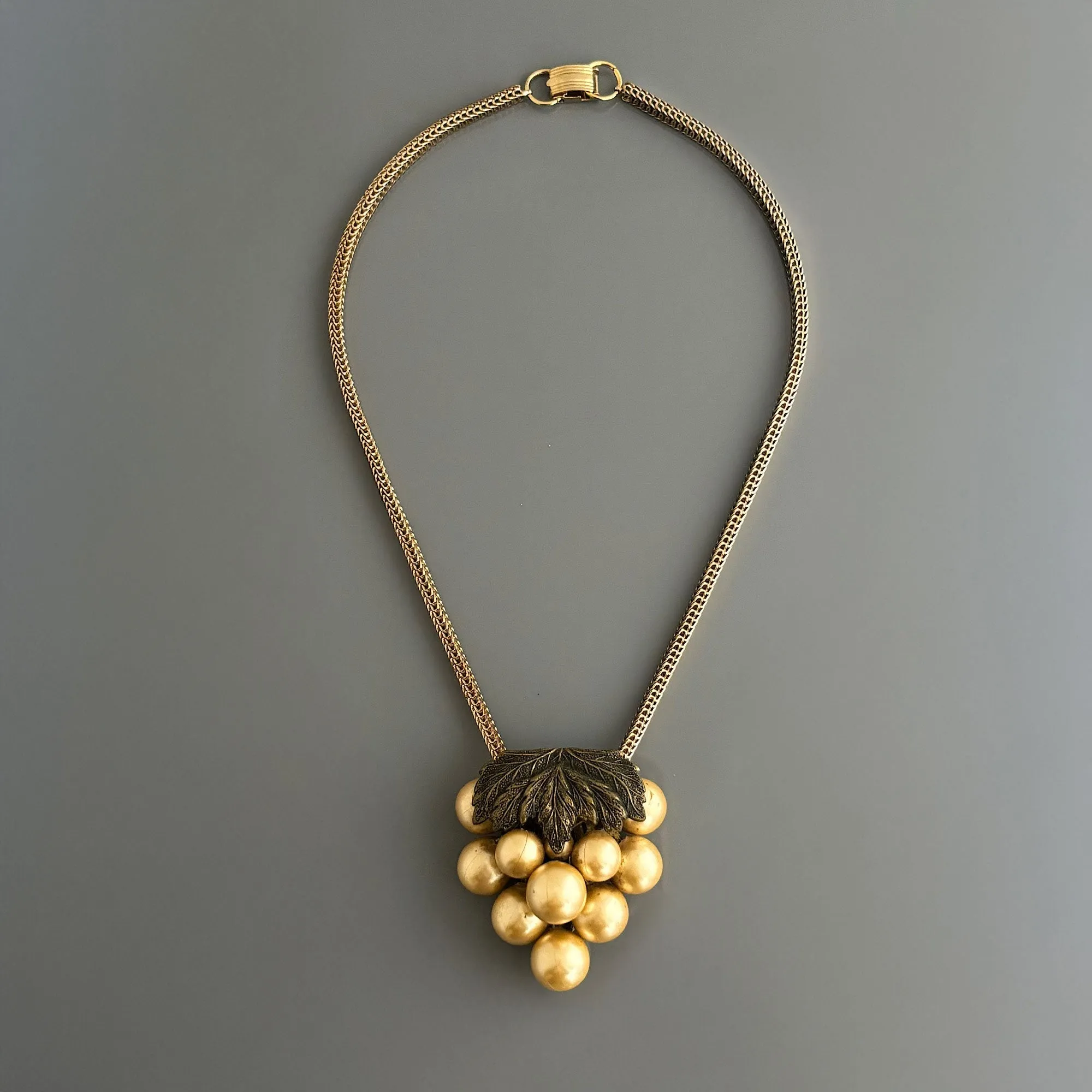 NADRA antique bronze and pearl cluster dress clip necklace