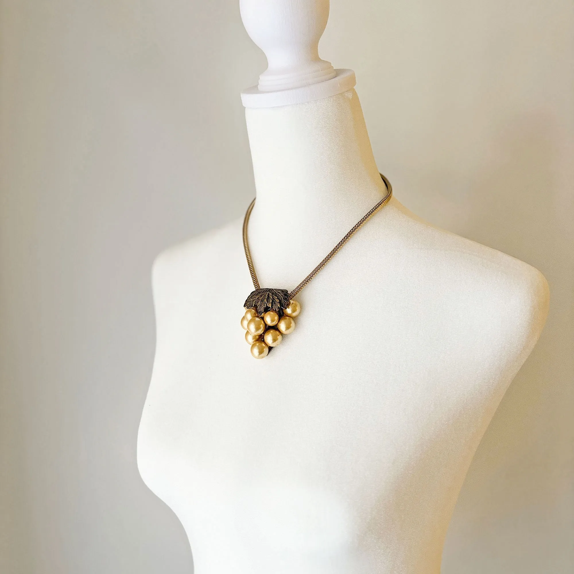 NADRA antique bronze and pearl cluster dress clip necklace