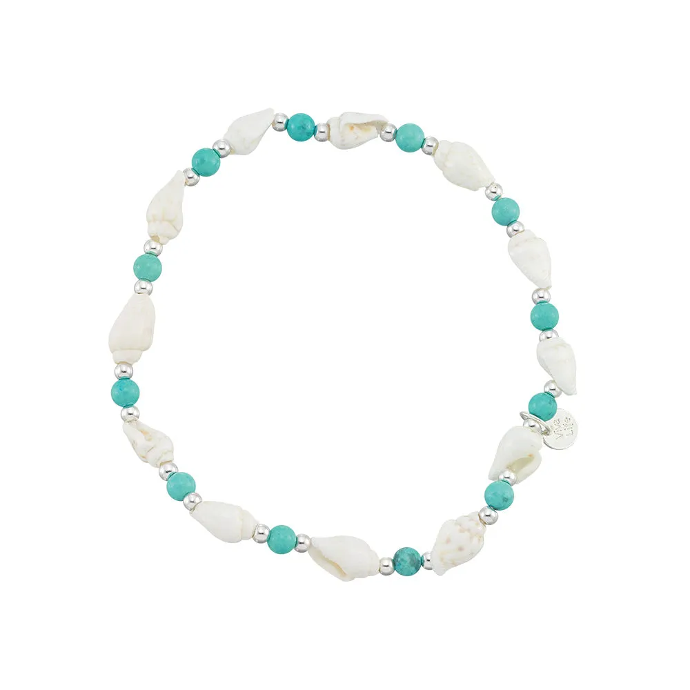 Nassa & Stone Bead Stretch Anklet